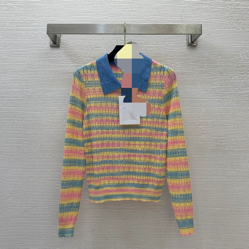 902 2024 Runway Autumn Brand Same Style Sweater Long Sleeve Green Pink Fashion Clothes High Quality Womens D24072257