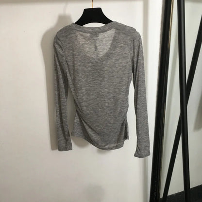 903 2024 Runway Autumn Brand Same Style Sweater Long Sleeve Gray Khaki Clothes High Quality Womens 20245984